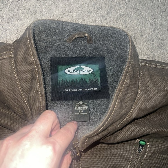 VTG Arborwear Brown Canvas Duck Sherpa Fleece Lined Vest Mens Sz 2XL Zip Pockets - Picture 3 of 6